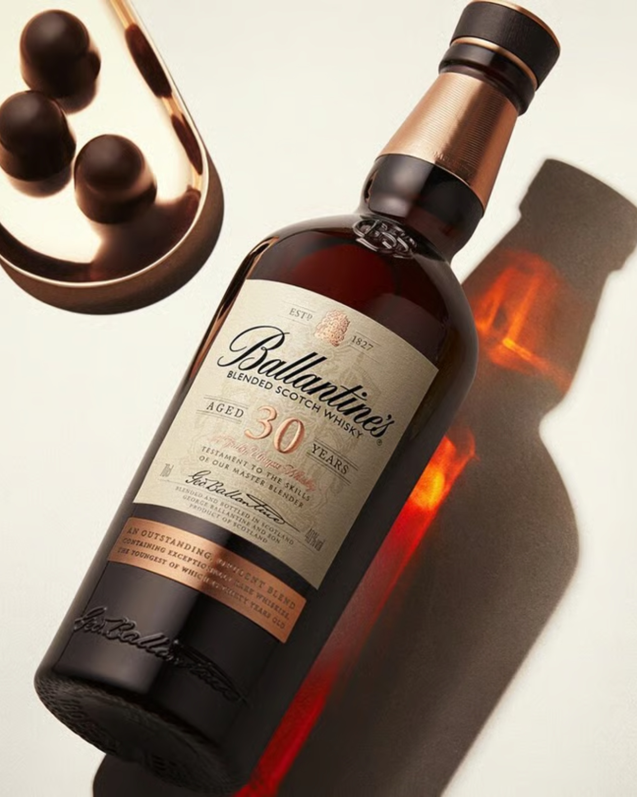 ballantines 30 year old on the rocks drink