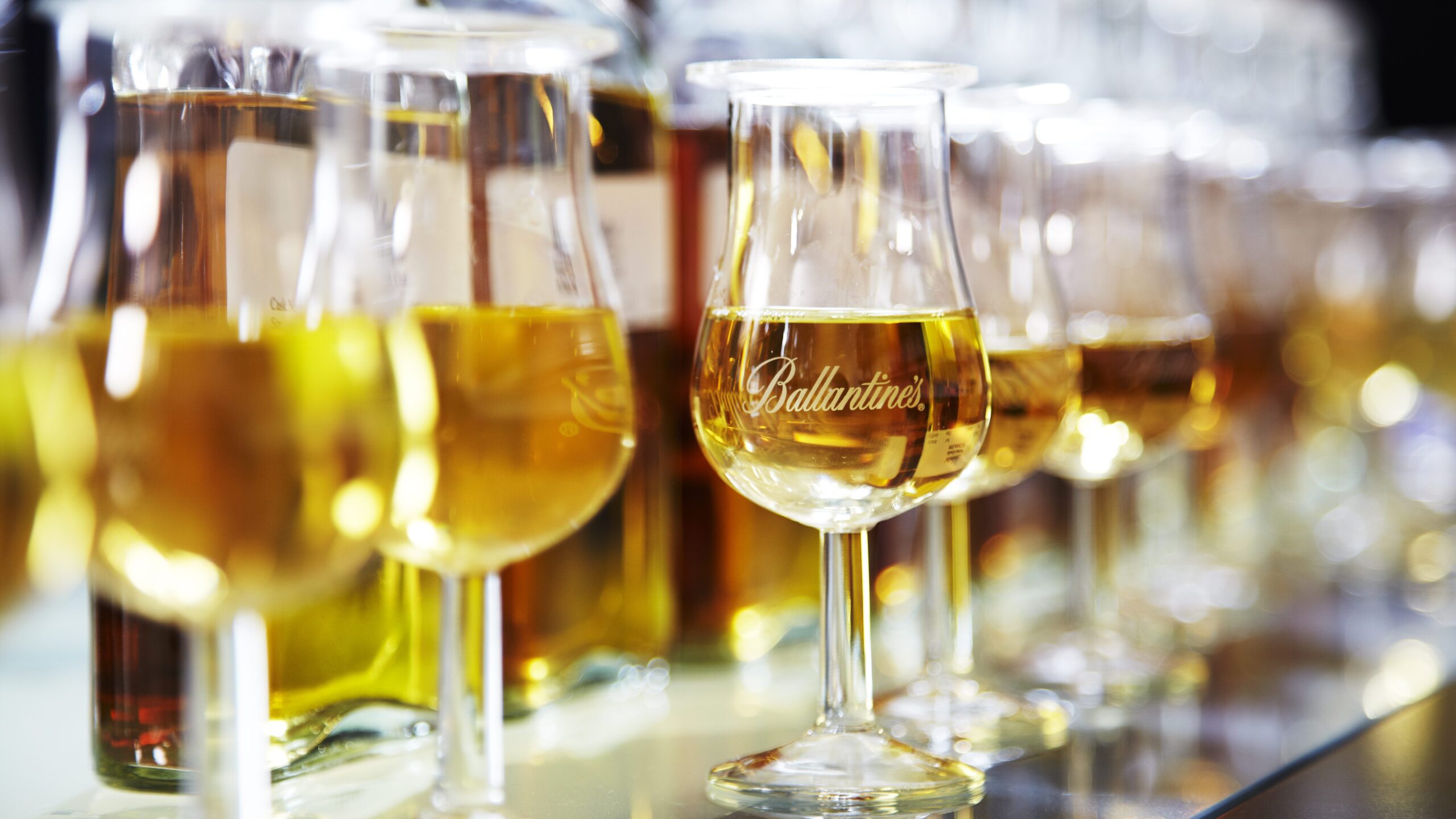 glasses of ballantine's whisky