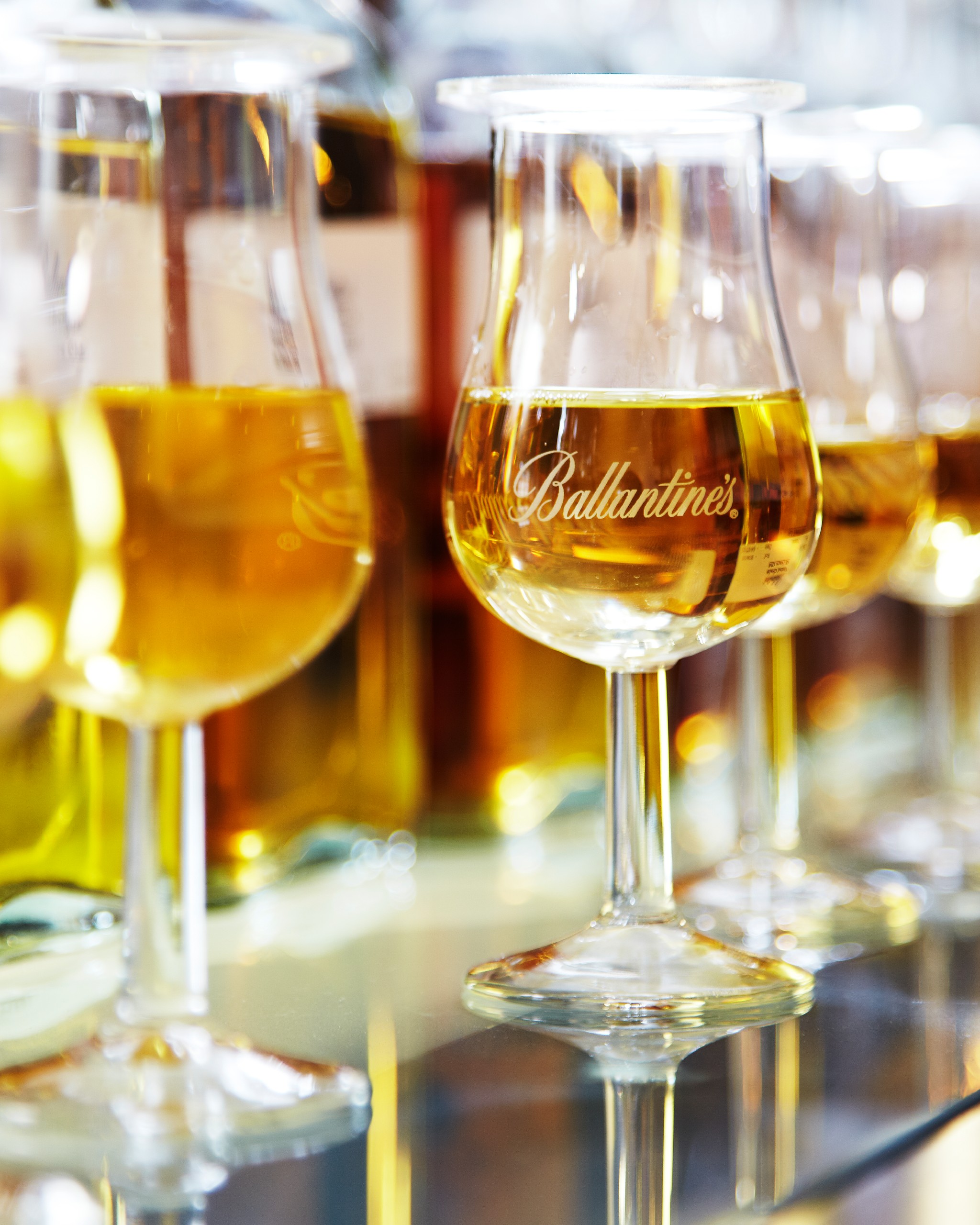 glasses of ballantine's whisky
